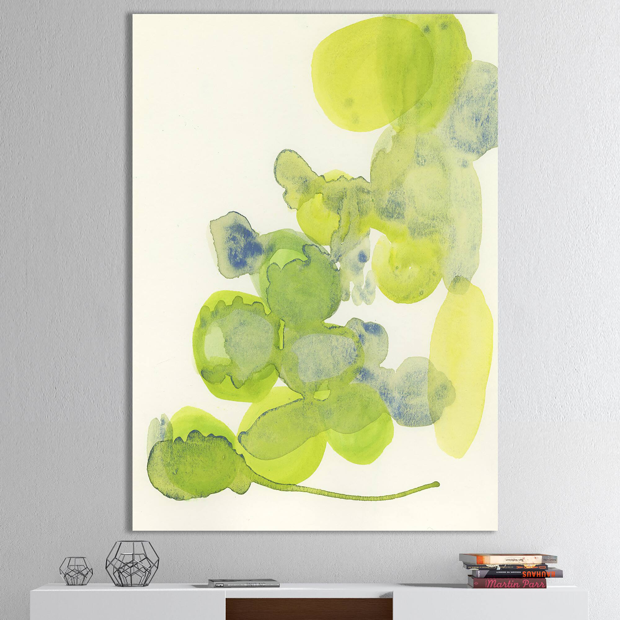 Designart - Handpainted Green Leaves Impression